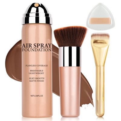 AIUEO Air Brush Makeup Foundation Spray for Mature Skin, Silky Mist Spray Full Coverage Foundation Makeup for Smooth Radiant Skin-08 Tan(Bronze)