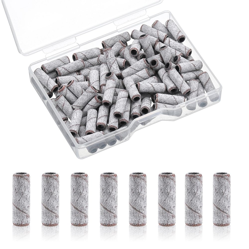 100 Piece Small Sanding Bands Nail Drill Bits 240 Extra Fine Grit Nail File Sandings Bands Mini Cuticle Sanding Files for Acrylic Nails Gel Removing Shaping Manicure Pedicure