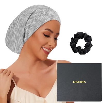 100% Mulberry Silk Bonnet for Sleeping Women Men, Real Silk Lined Sleep Cap with Adjustable Strap, Hair Wrap Slouchy Beanie for Curly Hair