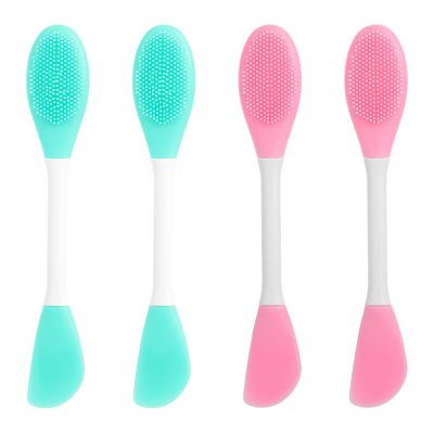 2 in 1 Facial Cleansing Brush & Face Mask Brushs, 4 Pcs Detachable Face Cleansing Brush, Silicone-Face Scrubber for Makeup Skincare Removal