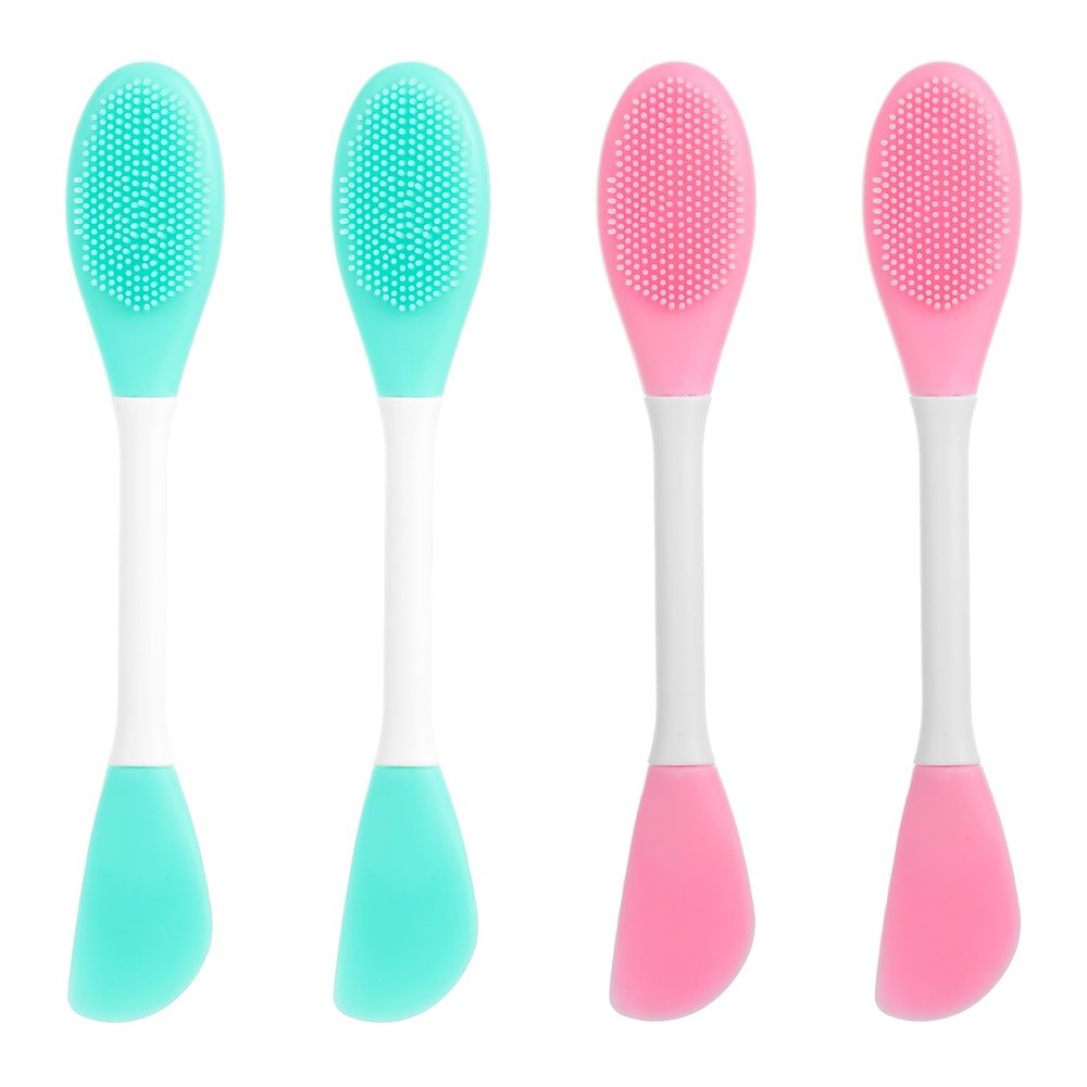 2 in 1 Facial Cleansing Brush & Face Mask Brushs, 4 Pcs Detachable Face Cleansing Brush, Silicone-Face Scrubber for Makeup Skincare Removal