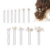 12PCS Bridal Wedding Hair Pins - Handmade Exquisite Pearl Bridal Hair Accessories for Wedding Brides Women Girls, Lightweight and Modern Design(Gold) - Valentine's Day Gift for Women view 1
