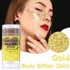 Gold Body Glitter Stick, Halloween Face Glitter Makeup,Holographic Hair Glitters Mermaid Makeup Rave Outfits for Women, Shimmer Face Paint Stick for Christmas (Gold) view 2
