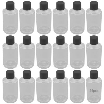 150 Ml Plastic Squeeze Bottles With Flip Top Caps, 24 Pcs Transparent Slant Shoulder Bottles With Black Lids For Coetic Liquids, Shampoo, Lotion, Paint, Travel And Storage