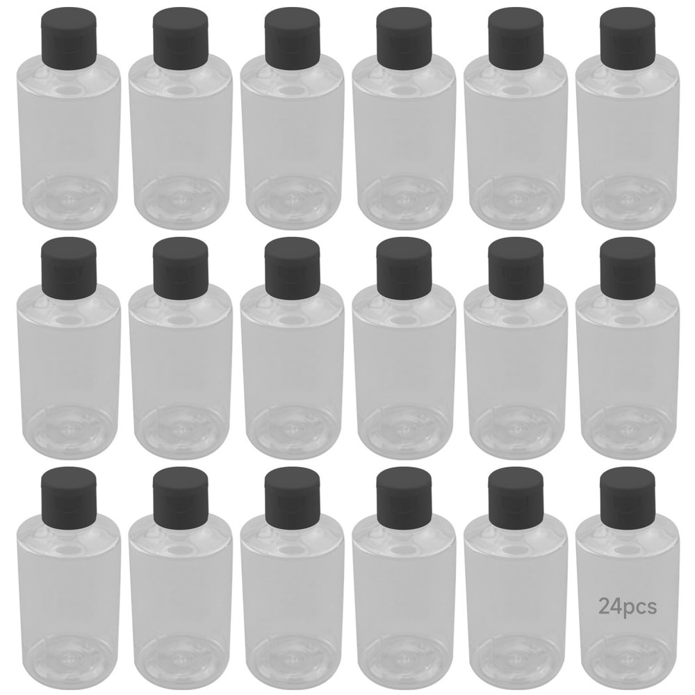 150 Ml Plastic Squeeze Bottles With Flip Top Caps, 24 Pcs Transparent Slant Shoulder Bottles With Black Lids For Coetic Liquids, Shampoo, Lotion, Paint, Travel And Storage