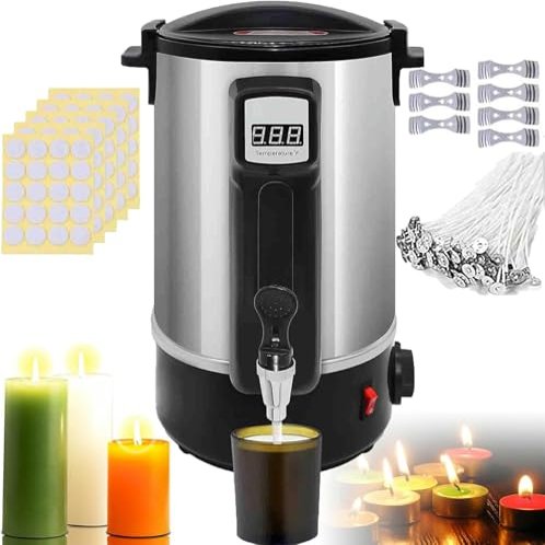 8L Electric Paraffin Wax Heater with Temperature Controller, Stainless Steel Design, Fast Pouring, Clog-Free & Easy to Clean - Ideal for Candle Making & Spa Use