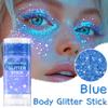 Blue Body Glitter Stick, Halloween Face Glitter Makeup,Holographic Hair Glitters Mermaid Makeup Rave Outfits for Women, Shimmer Face Paint Stick for Christmas (Blue) view 2