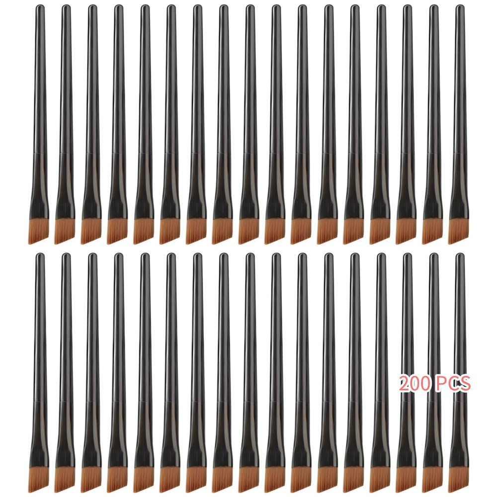 200 Pcs Disposable Eyebrow Brushes With Angled Tip, Slant Design, Soft Synthetic Fibers, Plastic Handles For Eyebrow Tinting, Eye Makeup, And Cosmetics