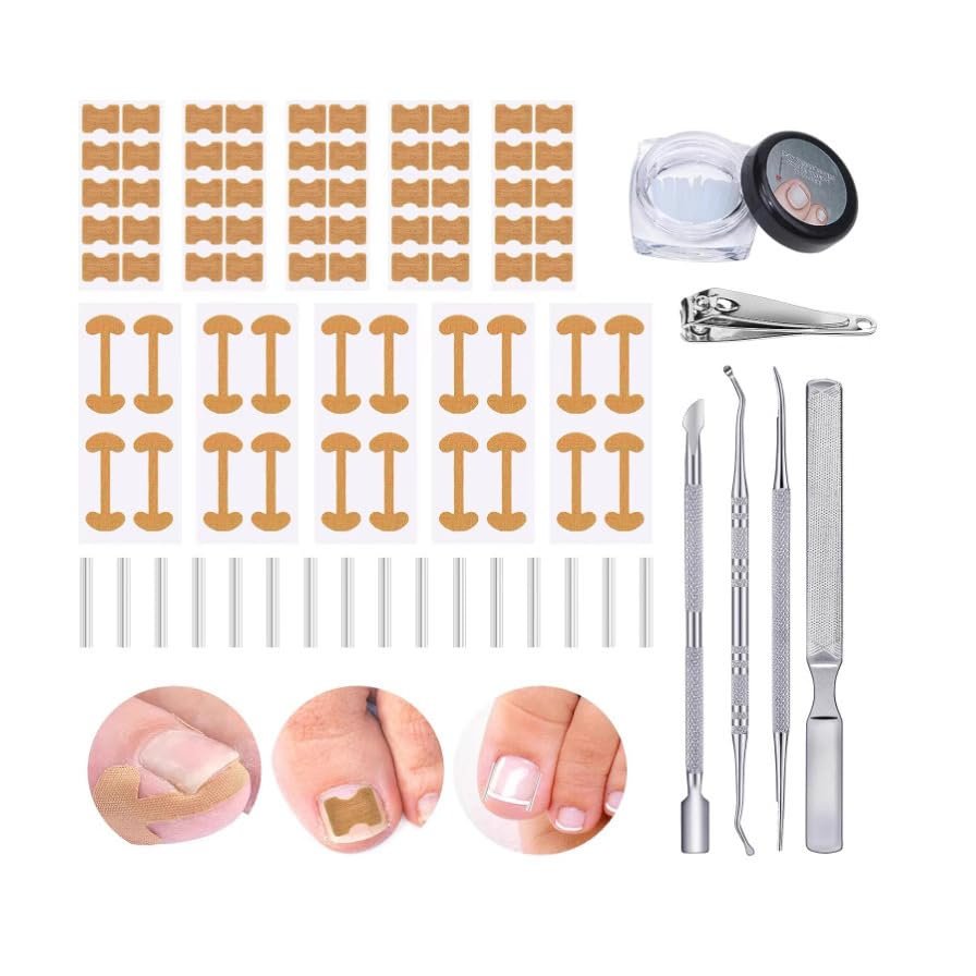 Ingrown Toenail Corrector Set with Correction Strips,Curved Toenails Corrector Patch, Painless File and Lifter Pedicure Tools for Women Man