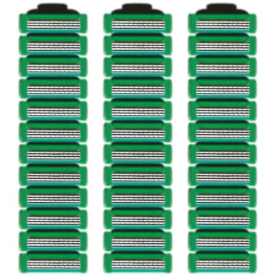 36 Blades Replacement Parts for GL-Mach 3 Style Razors (Green), Wet Razors Men's Blades Value Packs