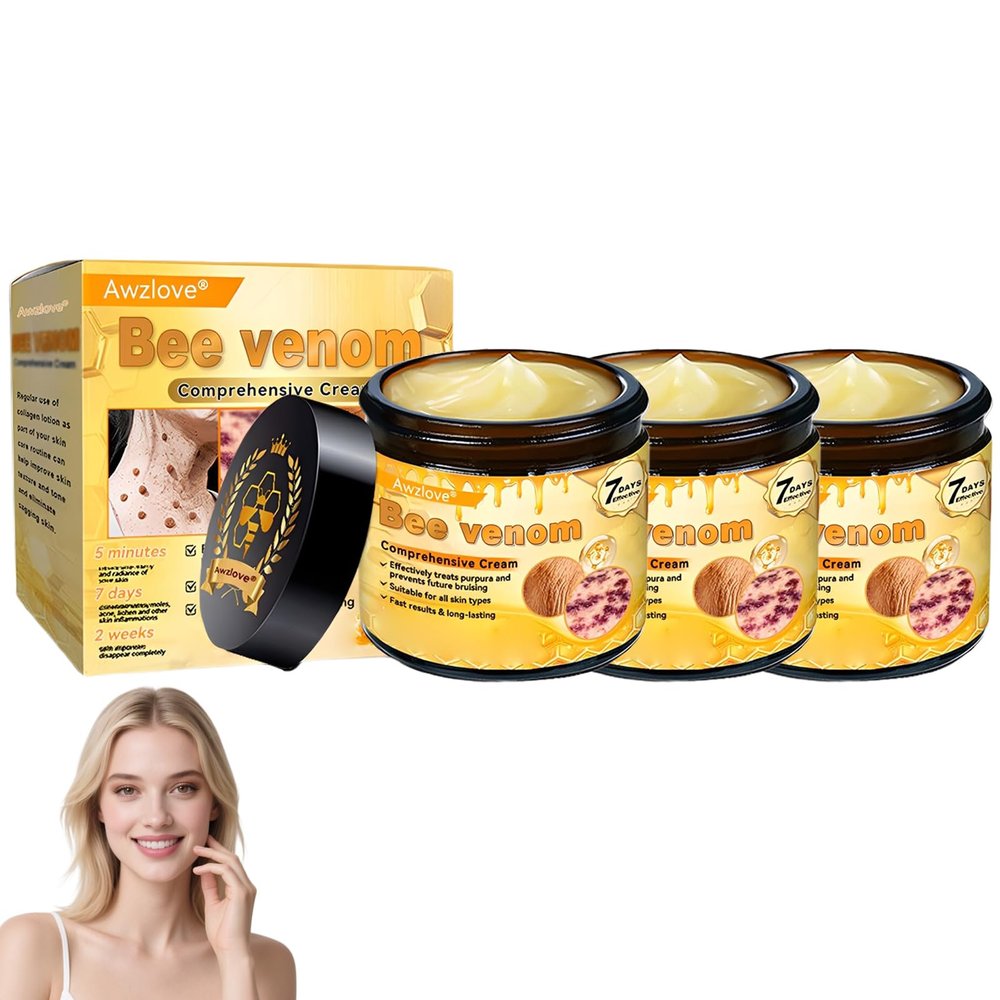 AWZLOVE Bee Venom Comprehensive Cream, Professional Bee Venom Skin Treatment Cream, Bee Venom Skin Restoration Cream-50g Anti-Aging, Hydrating, Natural Ingredients for All Skin Types (3 Bottle)
