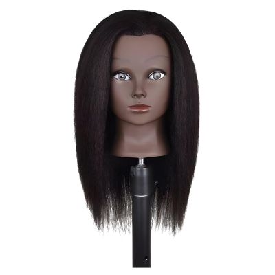 Mannequin Head With Desk Clamp, Realistic Hair 14 In, Cosmetology Practice, Styling And Makeup Ideal, Dark Straight Hair Design
