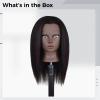 Mannequin Head With Desk Clamp, Realistic Hair 14 In, Cosmetology Practice, Styling And Makeup Ideal, Dark Straight Hair Design view 2