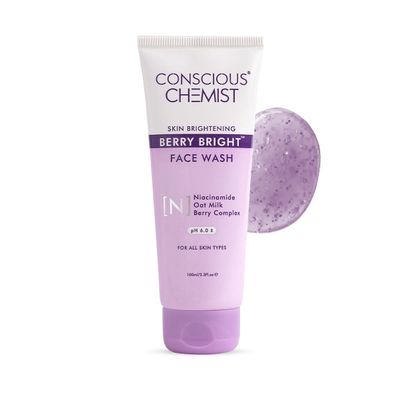 Conscious Chemist Niacinamide Face Wash | 100ml | Pore Refining Brightening Cleanser for Women & Men with BlueBerry & AcaiBerry Extracts, Bright Clear Skin, Cruelty Free, All Skin Type - Berry Bright