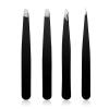 4 Pcs Tweezers for Women Facial Hair, Multi-Purpose Professional Stainless Steel Precision Needle Nose Tweezers,Black Tweezer Set for Blackhead,Splinter,Facial Hair,Ingrown Hair Removal view 1
