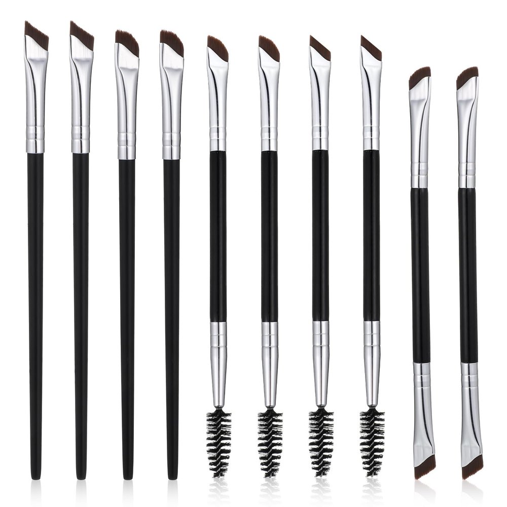 10 PCS Eyebrow Brush Angled Eyeliner Brush Fine Thin Eyeliner Brushes Angled Ultra Thin Precision Flat Eyebrow Brushes for Woman for Professional Makeup Application Tool
