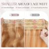 MY-LADY Wavy Halo Hair Extensions Real Human Hair for Women Golden Brown & Bleach Blonde Clip in Remy Hairpiece with Adjustable Invisible Wire 18 Inch 65G view 3