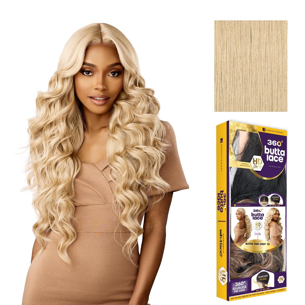 Sensationnel Butta 360 Lace Wig - Unit 10 Wider Parting 360 Degree Lace Glueless Synthetic Preplucked Hairline (BEIGEBLONDE)