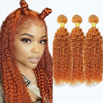 10A Brazilian #350 Orange Jerry Curly Human Hair Bundles 26 28 30 Inch 3 Bundles Long Ginger Red Kinky Curly