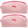 PAZIMIIK 2PCS Cozy Makeup Bag Small Aesthetic Travel Zipper Cosmetic Pouch for Women Make Up Beauty Accessories Brushes, Stripe Red view 1