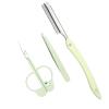 Eyebrow Trimmer 3pcs stainless steel eyebrow scissors, equipped with scissors, eyebrow trimmer and tweezers, create exquisite eyebrows.(Green) view 1