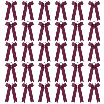 30 PCS College Style Cheer Bows Collegiate Long Tail Skinny Cheer Bow Elastic Hair Tie Bows for Teens Girls Softball Competition Sports Cheerleaders (maroon)