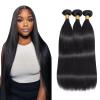 10A Grade Straight Human Hair Bundles 8 10 12 Inch 3 Bundles Deal 1B Natural Black Brazilian Virgin Hair Silky view 1