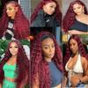 Hiaplame Burgundy Human Hair Bundles 99j Kinky Curly Bundles 22 24 26 inch Double Weft Burgundy Kinky Curly Human Hair Weave Brazilian Virgin Remy Hair Extensions Soft and Silky for Women view 2