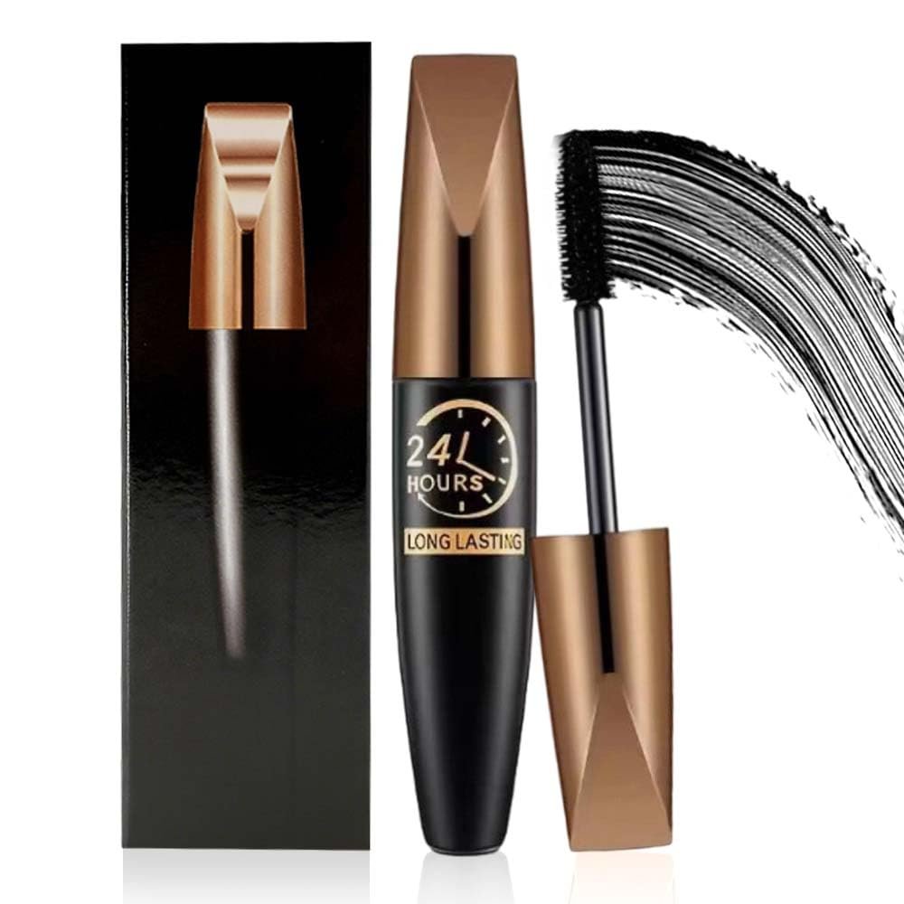 4D Silk Fiber Lash Mascara, Lengthening and Thick, 2025 New Black Fibre Mascaras, Waterproof Smudge Proof, Long Lasting, Fuller Lashes Amplify, All Day Exquisitely Full (Black, 2PCS)