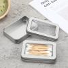 2 Pack Cotton Swab Holder for Travel Portable Metal Floss Pick Case with Lid Empty Metal Cotton Ball Holder Small Aluminum Alloy Storage Container for Cotton-Swabs Hair Ties Floss Pick Small Items view 3