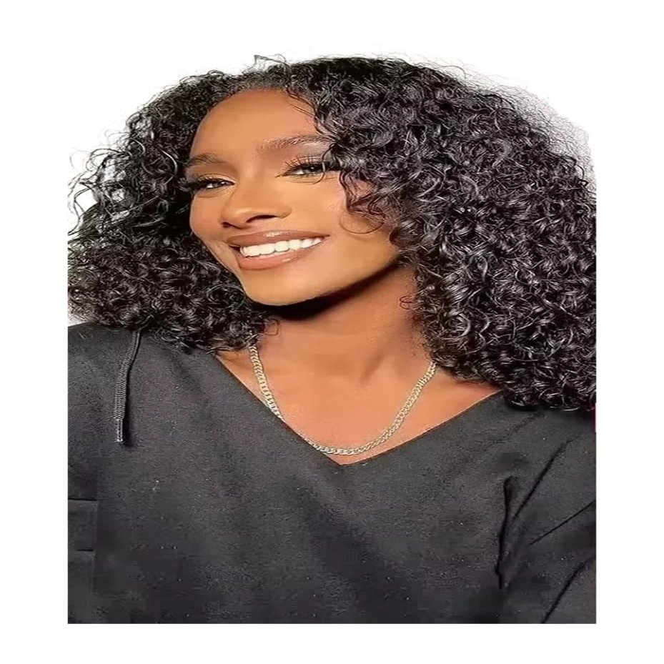 250% Density Deep Wave Lace Front Wig - 13x6/13x4 Lace Short Bob Human Hair Glueless Curly(250 Density,7X5 GLUELESS_10IN)