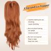 ALXNAN Hair Toppers For Women with Thinning Hair,26Inch Ginger Long Straight Layered Clip In Syntheticr topper hair pieces with Bangs view 4