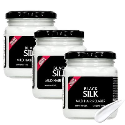 Black Silk Mild Hair Relaxer,3 In 1 Hair Relaxer,Hair Straightening Protector & Detangle,rDesigned for Coarse Hair Textures (03)