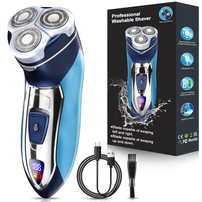Electric Razor for Men,Mens Electric Shavers Rotary,LED Display 100% Waterproof Cordless Razor