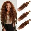 10A Brazilian #30 Honey Brown Deep Wave Human Hair Bundles 26 28 30 Inch 3 Bundles Long Medium Brown Curly view 1