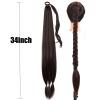 26 34 Inch Synthetic Long Braided Ponytailtail Extensions With Elastic Band Ombre Boxing Braid Hairpiece Women view 2