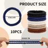 10pcs Mens Hair Ties - Braided Hair Ties for Thick, Curly Hair - Bracelet Hair Tie bands for Longhairs Men Bun - No Crease Coils for Men's Buns & Women's Long Hair view 2