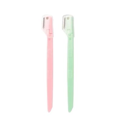 SUHEIDOU Eyebrow Trimmer Facial Hair Removal Tool with Easy Grip Handle,Multifunction 2/4/6Pcs Eyebrow Razor Kit - Precise Trimming, Shaping(Pink green-2pcs)