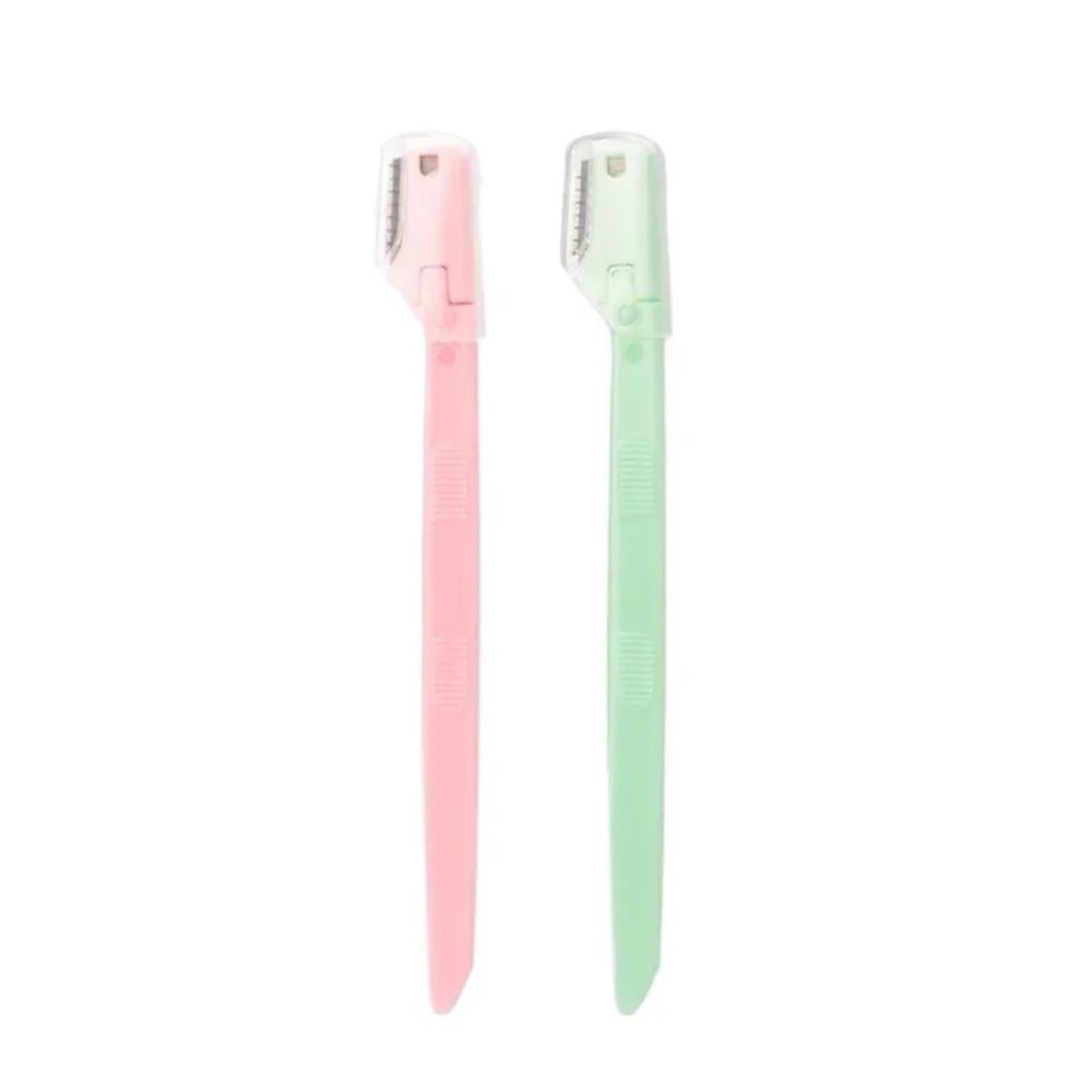 SUHEIDOU Eyebrow Trimmer Facial Hair Removal Tool with Easy Grip Handle,Multifunction 2/4/6Pcs Eyebrow Razor Kit - Precise Trimming, Shaping(Pink green-2pcs)