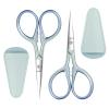 2 Pcs Eyebrow Scissors for Women, Professional Grooming Mini Scissors with Stainless Steel Straight Tip, 3.5 Inch Pink Small Scissors, Beauty Kit for Personal Care with PU Case, Gradient Blue view 1