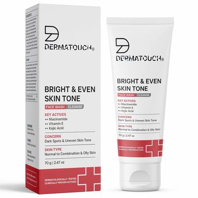 Bright & Even Tone Face Wash with Niacinamide, Vitamin E and Kojic Acid | Daily Gentle Face Cleanser For Tan, Pigmentation, Uneven Tone, Dark Spot Removal - 70G