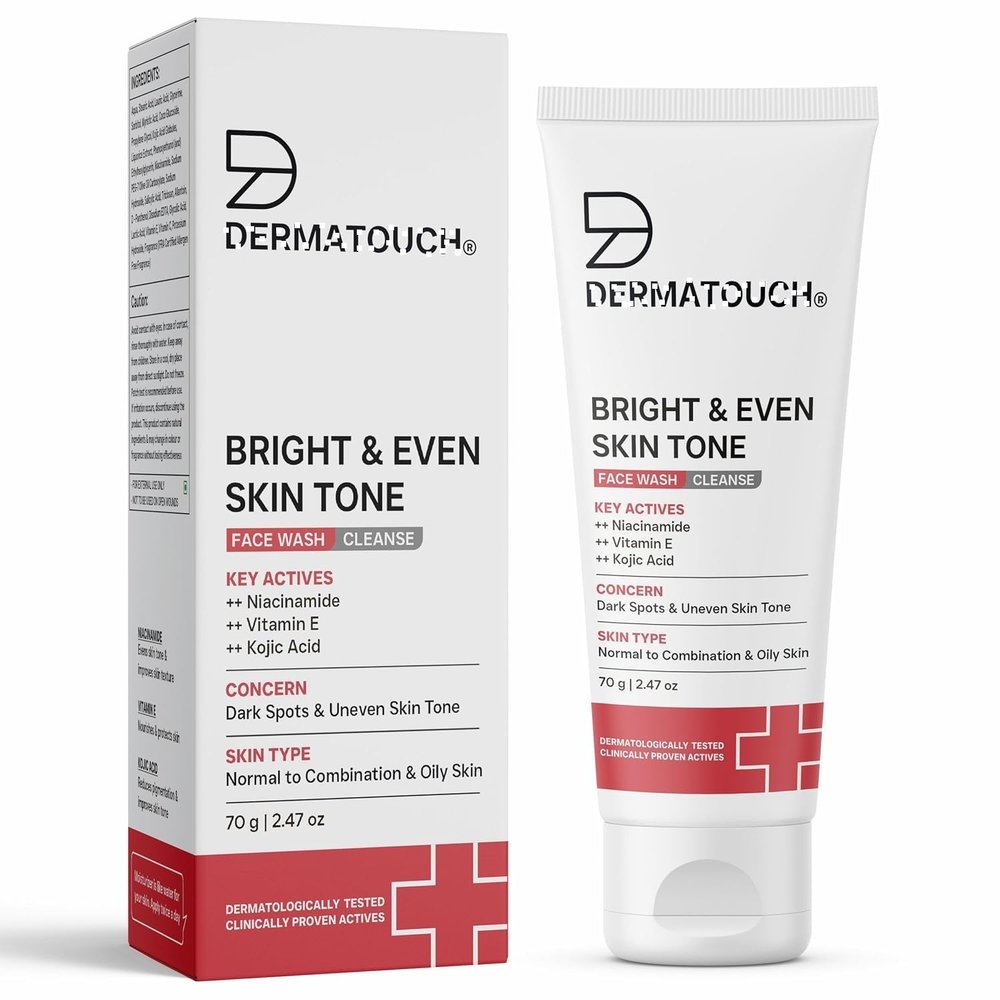 Bright & Even Tone Face Wash with Niacinamide, Vitamin E and Kojic Acid | Daily Gentle Face Cleanser For Tan, Pigmentation, Uneven Tone, Dark Spot Removal - 70G