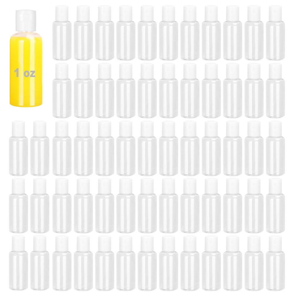 KUKLIPJIM 220 Pack 0.35 oz Plastic Bottles with White Top Caps, Clear Flip Top Plastic Bottles for Lotion and Shampoo, BPA-Free for Liquids and Personal Care