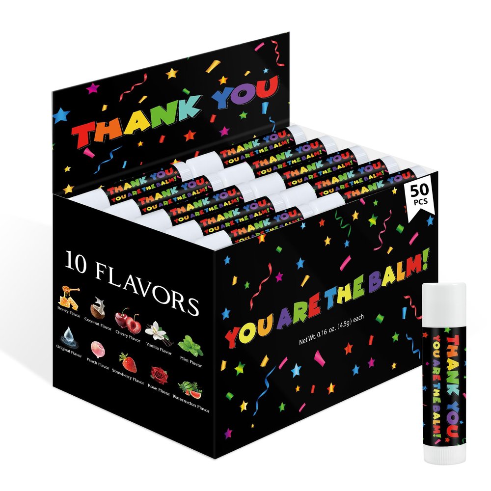 50 Pack Appreciation Lip Balm Gifts Bulk for Staff Teacher Team Employees Small Thank You Gift You Are The Balm Nurses Inspirational Lip Balm Reception Ideas Graduation Baby Shower Birthday Beeswax