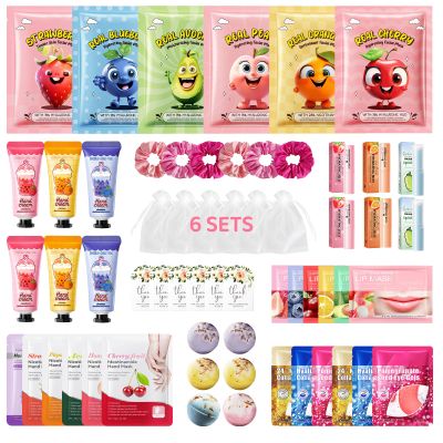 60PCS Spa Party Favors Kit Include Face Masks Skincare,Hand Masks,Lip Mask,Under Eye Patches,Lip Balm,Foot Bath Bombs,Hand Cream,Spa Sleepover Party Supplies for Christmas