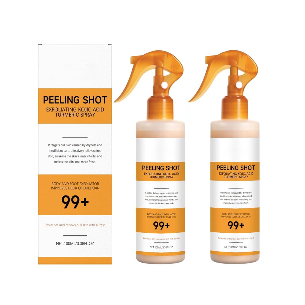 2PCS Peel Shot Keratin Care Kojic Acid Turmeric Spray, Exfoliating Peeling Solution, Peel Shot Turmeric Spray, Gentle Body Care for Smooth, Exfoliate and Shine