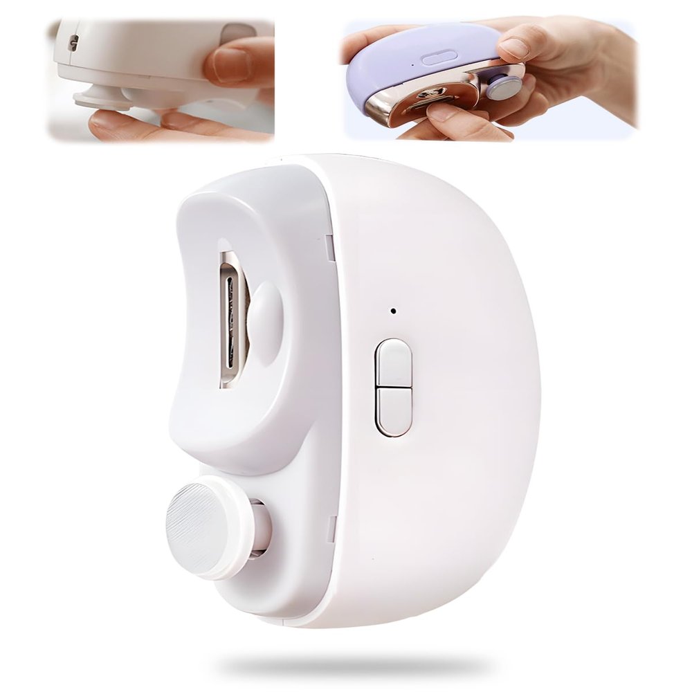 3 in 1 Automatic Electric Nail Clipper, 2025 New Electric Toe Nail Clippers with Polishing for Seniors Adults Baby, Automatic Electric Nail Clippers Nail File with LED Light & Storage Box (White)