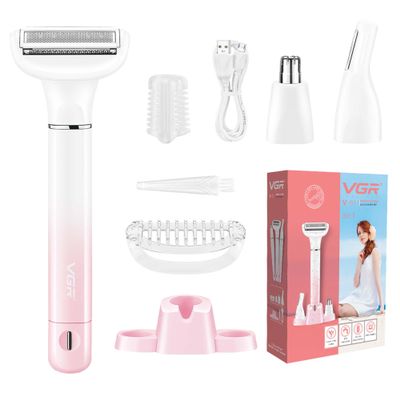 Electric Razors for Women, 3-in-1 Bikini Trimmer for Women with Nose Hair Trimmer & Eyebrow Razor, IPX5 Waterproof Cordless Rechargeable Womens Electric Shaver for Face Legs Armpits Pubic Hair Removal