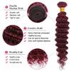 Hiaplame #99j Deep Curly Bundles Human Hair Burgundy Bundles 10 12 14 inch Double Weft 99j Burgundy Deep Wave Human Hair Weave Brazilian Virgin Remy Hair Extensions Soft and Silky for Women view 3