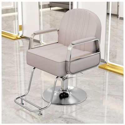 Barber Chair for Hair Stylist, Height Adjustable Hydraulic Hair Salon Chair, 360 Degrees Rotation, Multi-Function Shampoo Chair for Salon,Light Gray,B